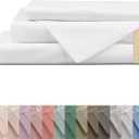 Linen Home 100% Cotton Percale Sheets Queen Size, Snow White, Deep Pocket, 1 Pieces 1 Deep Pocket Fitted Sheet , Crisp Cool and Strong Bed Linen