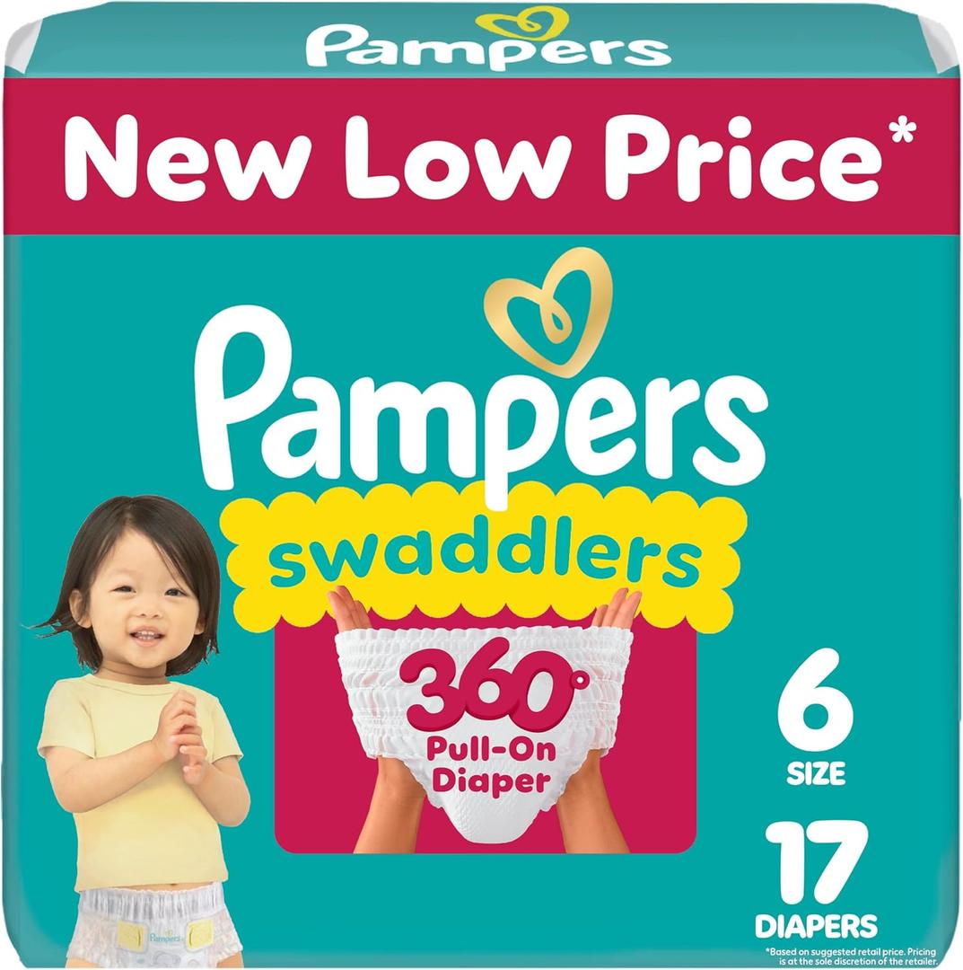 Pampers Diapers - Swaddlers 360 - Size 6, 17 Count, for up to 100% Leakproof Premium Skin Protection (Packaging May Vary)