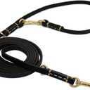 Multi Function 8ft Genuine Leather Hands Free Dog Training Leash for Puppy Small and Medium Dogs (8 Foot*3/8 inch, Black)