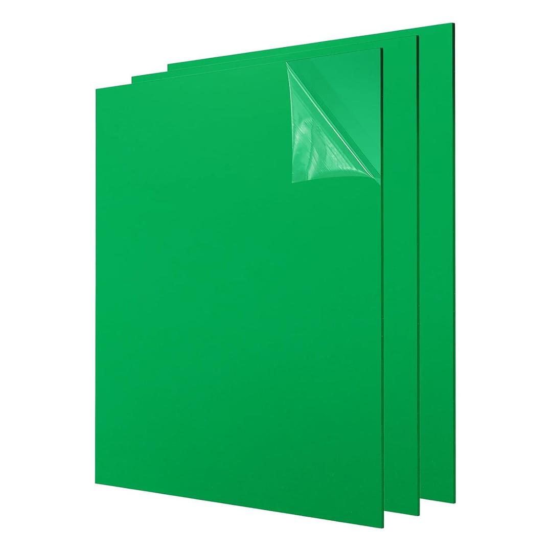 uxcell 3Pcs Acrylic Sheets 8x8 Inch Acrylic Panel 1/8 Inch-3mm Plastic Board for Picture Frames Sign Holders DIY Display Projects Craft, Green
