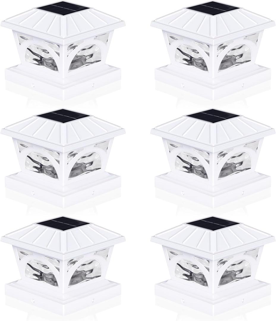 Solar Post Cap Lights 4x4 Post Solar Lights Outdoor 20 Lumens, 6 Pack