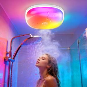 Gotopceed IP65 Waterproof Rechargeable Shower Light - 6 300LM Bright, 16 Colors Bathroom Mood Lighting with Touch & Remote, Magnetic Wireless Ceiling/Wall Light for Inside Shower/Bathtub