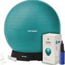 Retrospec Luna Exercise Ball, Base & Pump/Ball & Pump with Anti-Burst Material - Fitness Gym Swiss Ball - Perfect for Balance, Stability, Yoga, Pilates, Pregnancy & Birthing (75cm, Turquoise)