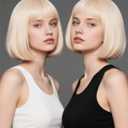 Blonde Bob Wig with Heart Sunglasses - Heat-Resistant, Synthetic Fiber, Adjustable and Natural Looking