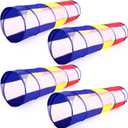 Simgoing 4 Pcs Multicolored Play Tunnel for Kids Crawl and Explore Tent 6ft Pop up Baby Crawl Play Tunnel with See Through Mesh Sides for Toddler Indoor Outdoor Crawling Game