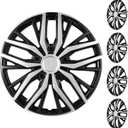 16 Inch Universal Hubcaps Wheel Covers, Snap-On Wheel Rim Covers for Cars and SUVs, Compatible with Most Steel Wheels, Set of 4 (Silver and Black)