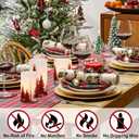 Eldnacele Christmas Flickering Flameless Candles with 6 Hour Timer, Red Christmas Tree Decal Battery Operated Real Wax LED Pillar Candles Home Tabletop Holiday Decor(3Pcs,34/5/6 Inches)