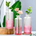 Glass Bud Vase Set in Bulk, 9pcs Mini Vintage Flower Vases for Wedding,Pink Relief Vase for Centerpieces,Home Table Flower Decor, Party Decorations