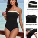 Daci Bandeau Tankini Swimsuits for Women - Two Piece Ruched Tummy Control Bathing Suit Strapless Swimwear with Bottom (XL)