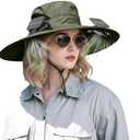 Hat with Fans Solar Power, 2-in-1 UPF 50+ Wide Brim Sun Hat, Fishing Essentials for Camping Hiking Beach Summer Safari (Green)