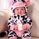 BABESIDE Baby Doll Girl - 17-Inch Soft Body Realistic Baby Doll with Blue Eyes and Cow Outfit Lightweight Real Life Baby Dolls for 3+ 4 5 6 7 8 9 Years Girl Birthday Gifts, Pretend Play and Christmas