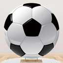 Renaiss 7.2x7.2ft Soccer Round Backdrop Covers for Photoshoot Boy Girl Kids Portrait Football 3D Printing Circle Photography Background Baby Shower Birthday Fans Events Party Decors Photo Booth Props
