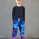 UNICOMIDEA 6-16T Boys Pants Girls Funny Joggers Sports Sweatpants with Drawstring (Blue)