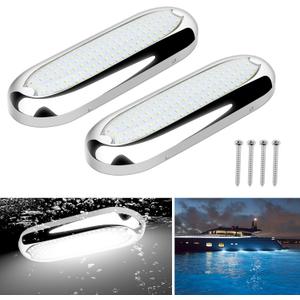 Underwater Marine LED Boat Lights, 8.2 in 3000LM 12V 8W IP68 Waterproof Stainless Steel Boat Transom Lights Flood Lights Boat Deck Courtesy Light LED Stern Lights (White Light, 2 PCS)