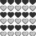 uxcell Heart Shaped Iron on Patches Embroidered Heart Patch Iron On Transfer Patches for Clothing Repair Backpack Shoes Decoration Black 30PCS 1.57"x1.37"