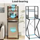 PUNCIA 4-Tier Mini Fridge Stand with Power Outlet & Storage, Coffee Bar Organizer, Refrigerator Cabinet & Microwave Shelf, Bakers Rack for Kitchen, Office, Dorm, Pantry, Apartment (Retro)