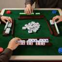 Wooden Mahjong Racks with Pushers Set of 4, Mahjong Pushers and Racks for Mahjong, Mexican Train, Dominoes