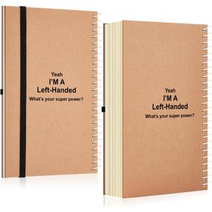 Jutom 2 Pcs Small Left Handed Notebooks 5 x 8 Inches Lefty Spiral Wire Bound Notebooks 100 Pages College Ruled Lefty Spiral Journal School Supplies Gifts, Hard Cover(Natural) (kraft color)