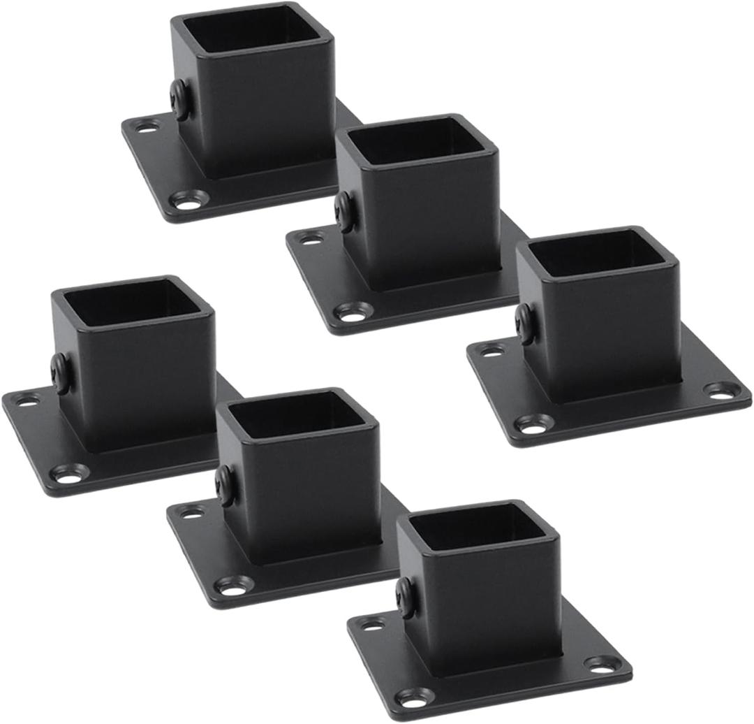 Antrader Post Base, 6 Pcs Square Stainless Steel Flange Anchor Base, Heavy Duty Deck Post Brackets with Screws for Fence Deck Railing (3/4" x 3/4") (Black)