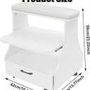 Portable Pedicure Foot Rest with Wheels, Pedicure Stool, Trolley for Foot Bath, Spa Cart, Nail Stand, Manicure Furniture for Beauty Salon or Nail Tech Spa, Massage Station (White)