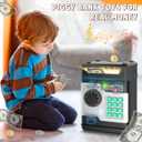 Piggy Bank, Automatic Electronic Piggy Bank for Kids Boys Girls with Password and Fingerprint Unlocking Simulation, Money Bank Kids Safe Toys for 3 4 5 6 7 8 9 10 Year Old Boy Girl (Black)