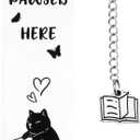 Cat Bookmark, Kitten Bookmark Stainless Steel Book Marks Metal Bookmark Book Marker Book Lover Gifts Funny Cute Animal Bookmarks with Gift Box for Readers Students Teachers School Library Souvenir
