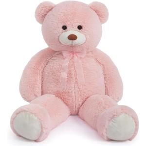 HollyHOME Giant Teddy Bear 4Ft Big Teddy Bear Stuffed Animal Birthday Valentines Day Plush for Kids and Girlfriend 48 inch Pink