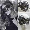 5 x Black Lace Eye Masquerade Mask for Women Halloween Party Cosplay Decoration Costume Accessories, Women's Prom Mask Disguise for Mardi Gras Party (Steady)