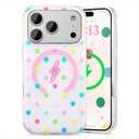 UEEBAI Polka Dot Magnetic Case for iPhone 17 Pro, Cute Polka Dot Phone Case for Aesthetics Cover Compatible with Magsafe Soft Slim Phone Cover for Women Girls - Colorful