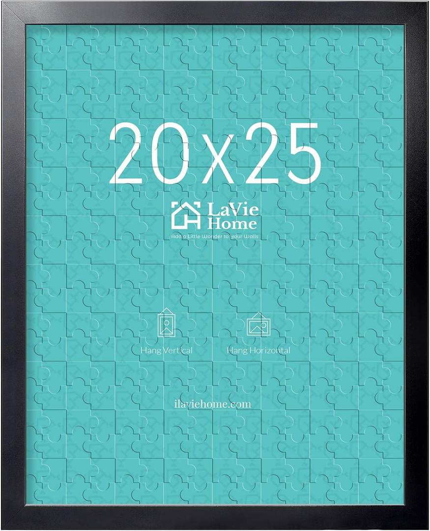 LaVie Home 20x25 Picture Frame Black, Puzzles Frame for Wall Decoration, Classic Black Minimalist Style Suitable for Decorating Houses, Offices, Hotels, Puzzles Posters Photos or Artwork1 Pack