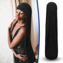 Twistover 2 Pcs Jumbo Dreadlock Cap Hair Dreads Head Wrap Loc Wraps for Dreads Hair Accessories for Men Women Sleeping (Black,Black,37 Inches)
