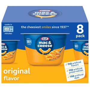 Kraft Mac and Cheese, 8 Cups, for Easy Dinner or Dinner Sides, Original Flavor, No Artificial Flavors, Preservatives or Dyes, 2.05 oz (EXP 03/04/27)