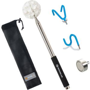 Telescoping Pickup Grabber Tool Magnetic Pole with a Suction Cup Ball, 2 Hook and a Magnet, 10 ft Telescopic Hook Pole Wire Reacher Tool Push Pull Rod, Disc Golf Retriever Pole