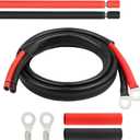 Solar Battery Cable - 8 Gauge 3FT Power Inverter Cable with PV Flame Retardant Protective Sleeving Connect Battery and Charge Controller for Solar Panel Automotive RV Motorcycle Marine