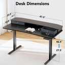 HUANUO 48 x 24 Electric Standing Desk with 2 Drawers, C-Clamp Mount Compatible, Height Adjustable Computer Desk, Home Office Stand Up Desk with 4 Preset Heights & 2 Hooks, Black
