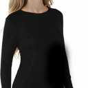 Womens Long Sleeve Thermal Shirts, 2025 Fall Winter Crew Neck Shirt for Women, Stretch Basic Tight Long Sleeve Underwear Tops (Small, Black)