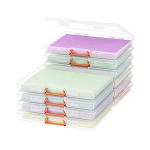 Lifewit 12 Pcs Plastic Multi-Purpose Storage Box with Handle, Labels, 12 Zipper Pouches, Translucent A4, 8.5 x 11 Letter Size Paper Storage, Storage Containers for Projects, Craft, File, Art Supplies