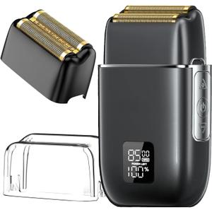 Electric Foil Shavers for Men, 3 Speed Electric Razor for Men, High Speed Dual Floating Blades, IPX7 Waterproof Wet & Dry, LED Display, USB Type C Charging, Foil Razor for Face/Beard/Head (Black)
