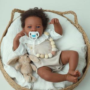 WOOROY Lifelike Reborn Baby Dolls Black  20-Inch Realistic African American Newborn Baby Doll, Real Life Baby Dolls,Real Baby Doll with Full Vinyl Body with Accessories Gift for Kids Ages 3+
