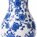 Blue and White Vase, Blue Sunflower Pattern Vase, Chinoiserie Vase, Blue and White Ginger Jar Vase for Home Decor,Flower Vase, Blue and White Porcelain Dcor,11" H