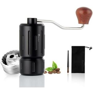Manual coffee grinder ReiYeer Mini Hand Crank Coffee Grinder Portable Manual Bean Grinder CNC420 Steel Burr Coffee Grinder, Black