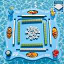 Floating Mahjong Table for Pool, 2-in-1 EVA Floating Game Table for Mahjong, Card, Poker, Domino, Hot Tub Lake Beach Pool Game Table, Floating Game Tray with Removable Poker Board, Oval Snack Grooves, 32 inches