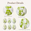 WDS WONDROUS 12-Piece Easter Hanging Ornaments Set, Plastic Bunny & Letter Eggs with Green Vintage Pattern, Spring Home Decor for Wall Door Tree Table, Easter Party Supplies Gift (Green and White)