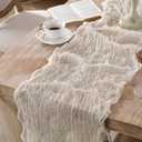 12 Pack Cream White Cheesecloth Table Runners, 120 Inch 10Ft Ivory Gauze Table Runner for Wedding Birthday Party Baby Shower Decorations