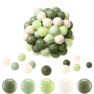 100Pcs Ball Pit Balls, Soft Plastic Ball Pit Balls for Kids, Phthalate & BPA Free, Crush Proof Plastic Play Balls, Assorted Colors Play Balls for Ball Pit, Play Tent, & Party Decorations (Green, Light Green, Beige, Dark Green)
