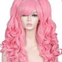 ColorGround Cute Long Curly Cosplay Wig with 2 Detachable Ponytails (Light Pink)