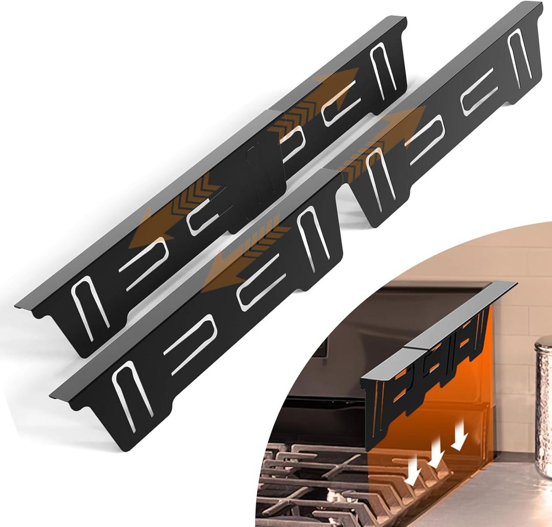 2 Pack Expandable Stainless Steel Stove Gap Covers (13.8"-27.6"), Retractable Fill the Gap Between Stove & Counter Top with Heat Resistant Range Trim & Guard, Slide-in Seamless Kitchen Accessory Kit (Black)