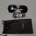 livho Sunglasses for Men Women Aviator Polarized Metal Mirror UV 400 Lens Protection (Black Grey)