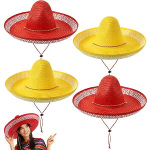 4 Pcs Mexican Sombrero Hats Sombrero Party Hats Fiesta Party Decorations for Women Men Adult