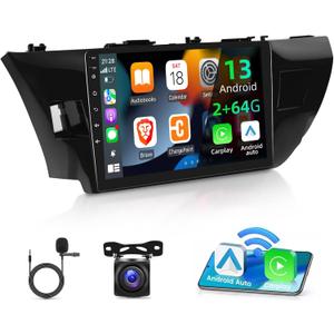 [2G+64G] Android 13 Car Radio for Toyota Corolla 2013 2014 2015 2016, 10.1 inch Touch Screen Car Play Stereo, Carplay/Android Auto/EQ Audio/SWC/Bluetooth